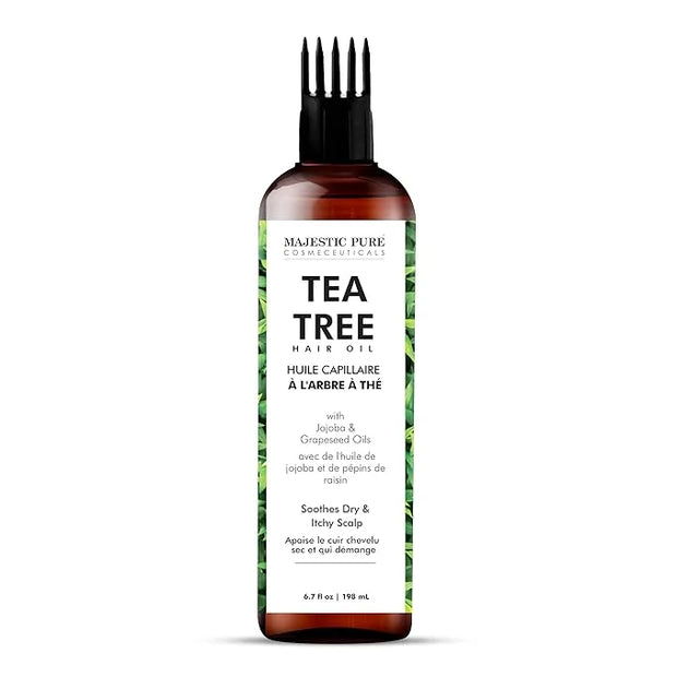 Majestic Pure 100% Pure Tea Tree Oil with Biotin for Hair Care, Strengthening, Nourishing, and Volumizing Formula with Joj...