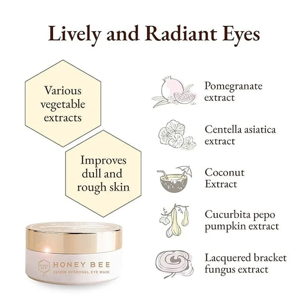 Honey Bee Venom Hydrogel Eye Masks for Dark Circles and Puffiness Bee Propolis Hydrogel Depuffing Eye Patches w/Bee Venom,...