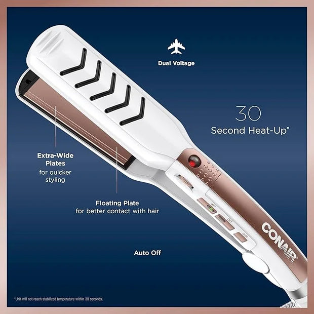 Conair Double Ceramic Flat Iron, 1 1/2-inch Wet-to-Dry Hair Straightener - Product Image