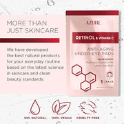 Azure Cosmetics Retinol & Vitamin C Anti Aging Under Eye Pads - Hydrating & Refreshing Eye Mask Patches - Reduces Fine Lin...