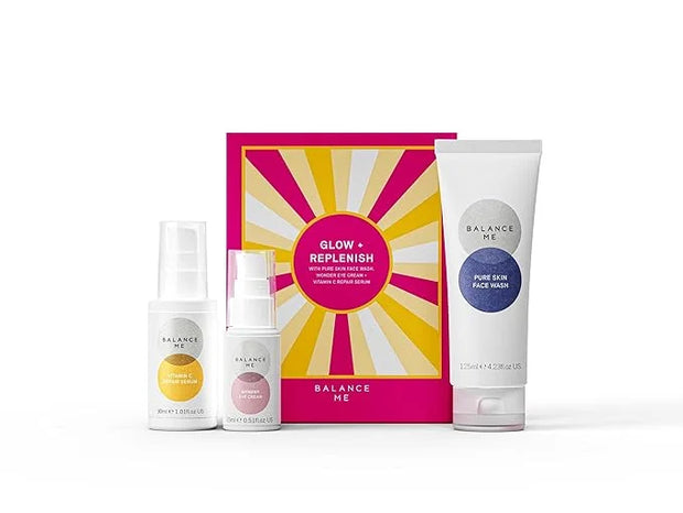 Balance Me Gift Set Glow + Replenish Vitamin C Repair Serum, Pure Skin Face Wash, Wonder Eye Cream, Natural/Vegan Skin Car...