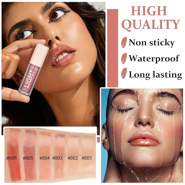 CAHIUYOA Plumping Moisturizing Lip Gloss Lipgloss,Nude Lip Gloss Lip Stain Long Lasting Waterproof,Shine Glossy Liquid Lip...