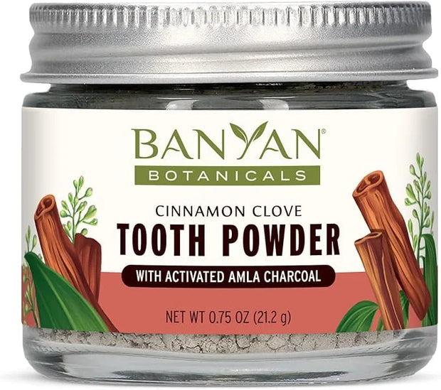 Banyan Botanicals Cinnamon Clove Tooth Powder – Ayurvedic Fluoride-Free Toothpaste Alternative with Miswak & Activated Cha...