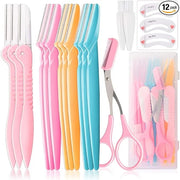 12 Pcs Eyebrow Razor, Face Razors for Women, Exfoliating Trimmers, Eyebrow Grooming Shaper for Women, Peach Fuzz, Hair Rem...