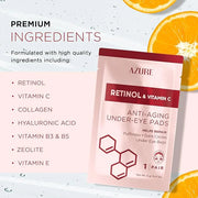 Azure Cosmetics Retinol & Vitamin C Anti Aging Under Eye Pads - Hydrating & Refreshing Eye Mask Patches - Reduces Fine Lin...