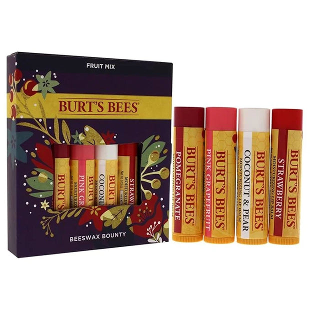 Burt’s Bees Holiday Gift, 4 Lip Balm Stocking Stuffer Products, Beeswax Fruit Set - Pomegranate, Sweet Mandarin, Coconut a...