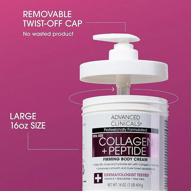 Advanced Clinicals Collagen Peptides Body Lotion & Face Moisturizer | Peptide Infused Collagen Lotion For Women & Men Help...