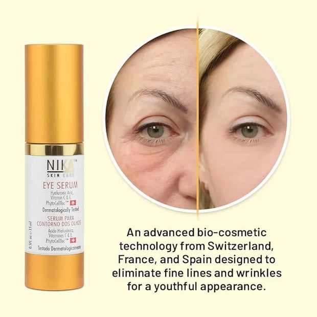 SKIN CARE - Eye Serum with Vitamin C & E, Hyaluronic Acid, Caffeine, and Swiss Apple Stem Cells - Day & Night - Product Image