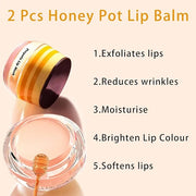 2PCS Lip Mask Overnight, Honey&Strawberry Moisturizing Exfoliator