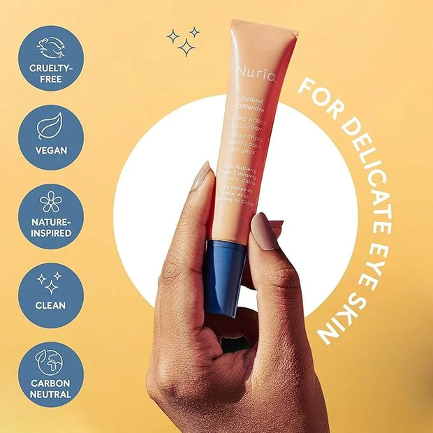 Nuria - Defend Triple Action Eye Cream for Dark Circles, Puffiness and Fine Lines, Nourishing Under Eye Cream with Ginseng...