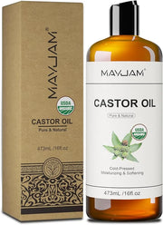 Organic Castor Body Oil: Cold Pressed 16OZ USDA Certified 100% Pure Organic Castor Oils for Hair Growth&Skin Oil for Eyebr...