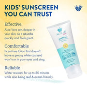 Aloe Up Kids Broad Spectrum Mineral Sunscreen Lotion SPF 50 - Face and Body Sunblock for Sensitive Skin - With Gen2 Zinc O...