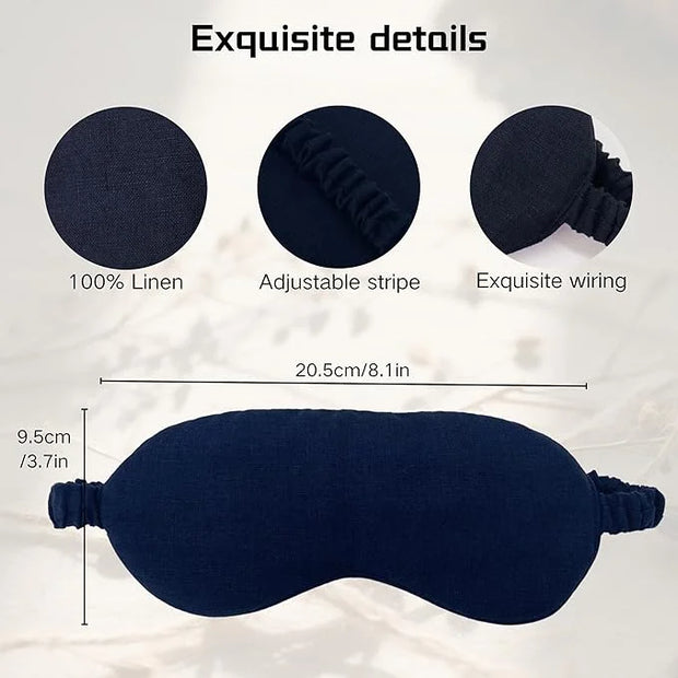 Pure Linen Eye Mask, 100% Linen Eye Mask for Girls,Travel Breathable Sleep Mask,Adjustable Strap, Hypoallergenic, Cooling ...