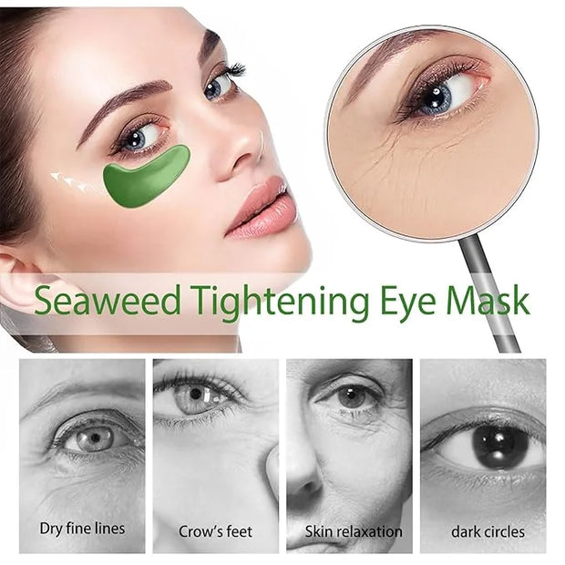 Seaweed Eye Mask, Under Eye Patches with Collagen and Hyaluronic Acid, Seaweed Tightening Eye Mask, Hydrating Green Eye Ge...