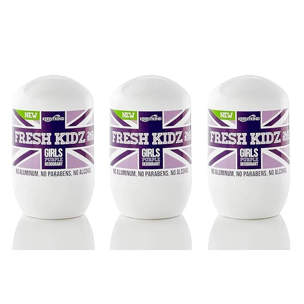 Fresh Kidz Roll On Deodorant for Kids and Teens - Baking Soda and Aluminum-free 24 Hour Protection for Sensitive Skin - Gi...