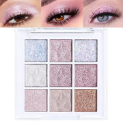 Pink White Glitter Shimmer Sparkle Eye Shadow Palette, Warm Pastel 9 Colors Sparkle eyeshadow Palette Makeup,Colorful Long...