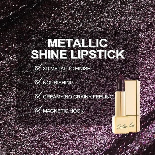 Oulac Metallic Black Lipstick for Women, High-Impact Lipcolor with Moisturizing Creamy Formula, Vegan & Cruelty-Free, Full...