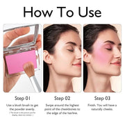 KYDA Pink Blush Powder, Make Up Pink Face Powder Face Blusher, Blendable Formula, Lasting Moisturizing, Ultra Fine Lightwe...