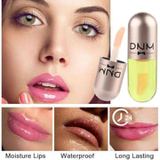evpct 3Pcs Peach Aloe Vera Avocado Mini Clear Color Changing Lip Oil Tinted Lip Gloss Set for Women Girls Lip Balm Tint St...
