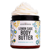 Lemon Sage Body Butter - Whipped Organic Shea Butter with Jojoba Oil and Essential Oils, Natural Lemon Lotion for Women an...