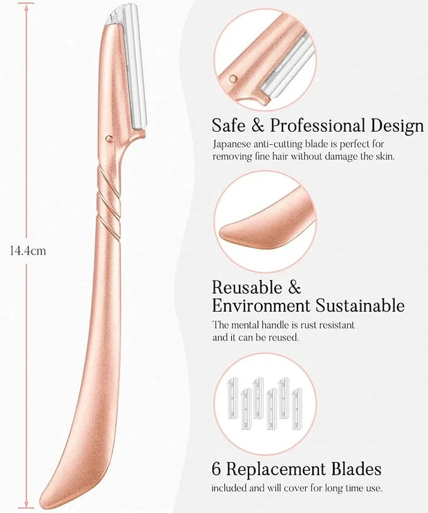 ennva Eyebrow Razor for Women-Eyebrow Trimmer Dermaplaning Tool-Ergonomic Eyebrow Shaper & Facial Razor for Peach Fuzz-Exf...