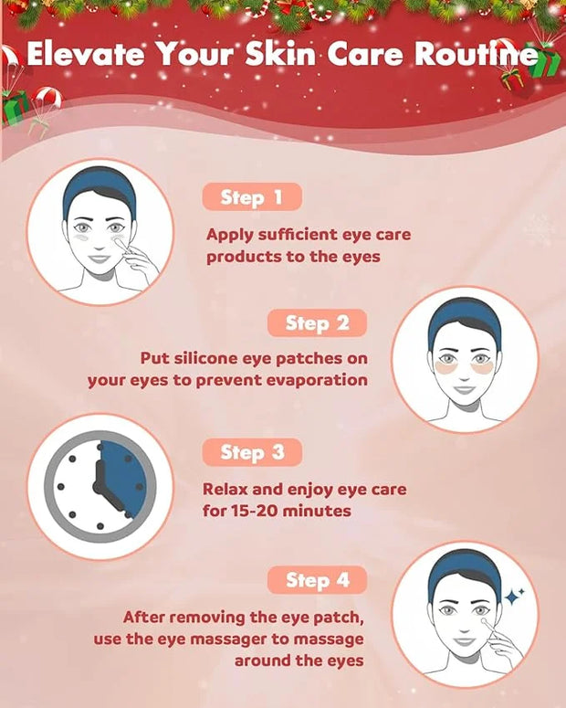 2 Pairs Reusable Under Eye Wrinkle Patches Silicone Mask, Plump Fine Lines & Wrinkles, with Metal Eye Cream Applicator, Ti...