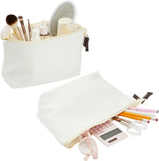 Juvale 6 Pack Canvas Makeup Bags with Zipper - 11.75 x 5.5 In White Cotton Canvas Makeup Bag Set for Toiletries and DIY Cr...