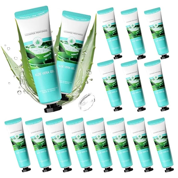 16PCS Travel Size Aloe Vera Gel,Soothing After Sun Lotion for Face and Body,Organic Hydrating Aloe Vera Gel for After Sun ...