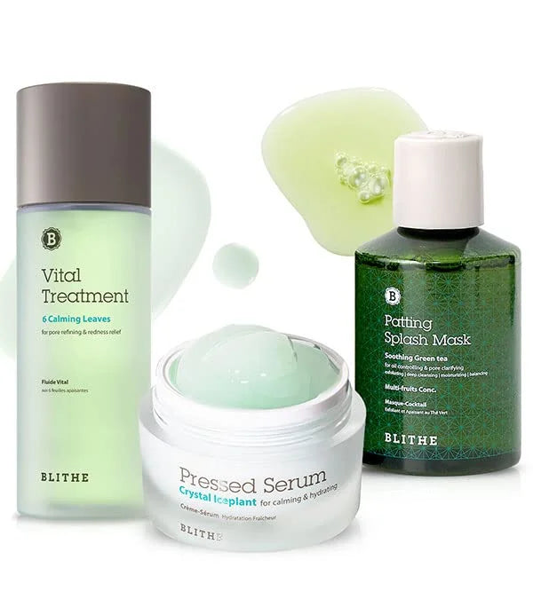 Blithe Soothing Trio Skincare Set for Sensitive Skin - Korean Skin Calming Self Care Gifts for Women for Instant Redness R...