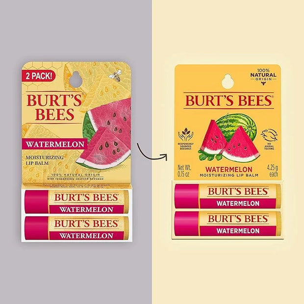 Burt's Bees Lip Balm - Watermelon, Lip Moisturizer With Responsibly Sourced Beeswax, Tint-Free, Natural Origin Conditionin...