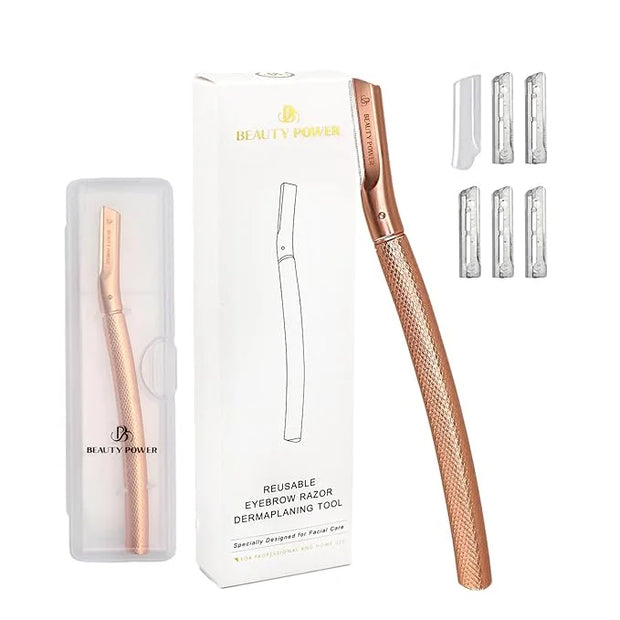 Eyebrow Razor with 6 Blades & Travel Case – Face Razors for Women & Men, Eyebrow Trimmer Shaper with Precision Cover, Faci...