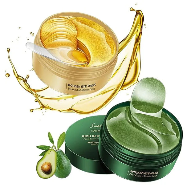 Avocado Golden Under Eye Mask Skincare 60 Pairs Set, Moisturizing Non-greasy Under Eye Patches for Women and Men, Travel S...