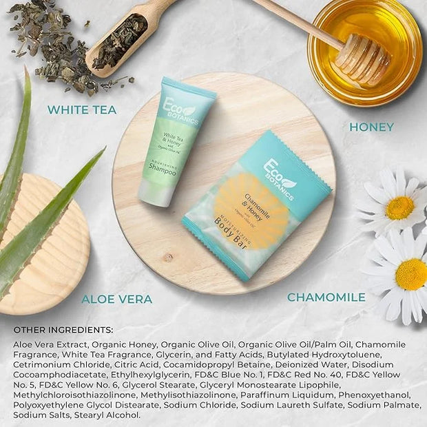 Eco Botanics Hotel Soaps & Toiletries Bulk Set | 1-Shoppe Amenities Kit for Hotels & Vacation Rentals | 0.85 oz Conditioni...