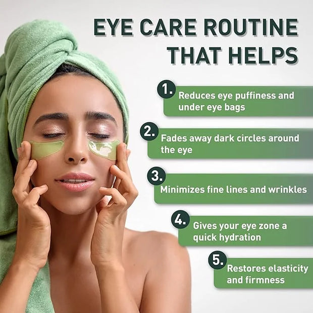 Green Tea Matcha Firming Eye Mask, 30 Pairs Collagen Patches For Fine Lines, Wrinkles, Under Eye Bags & Puffy Eyes Treatme...
