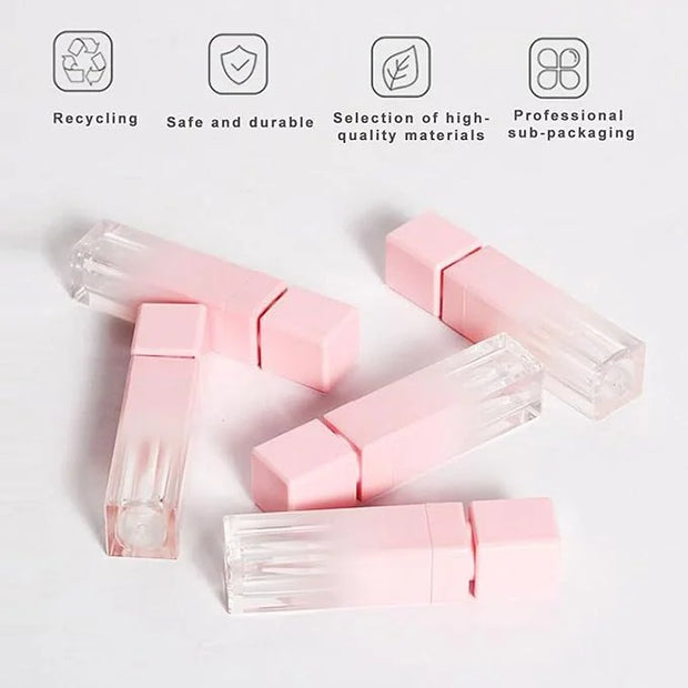 FZBNSRKO 6Pcs Gradient Pink Lip Gloss Tube Vial Empty Refillable Lipstick,Lip Gloss DIY Makeup Lipstick Tube Feminine Prod...