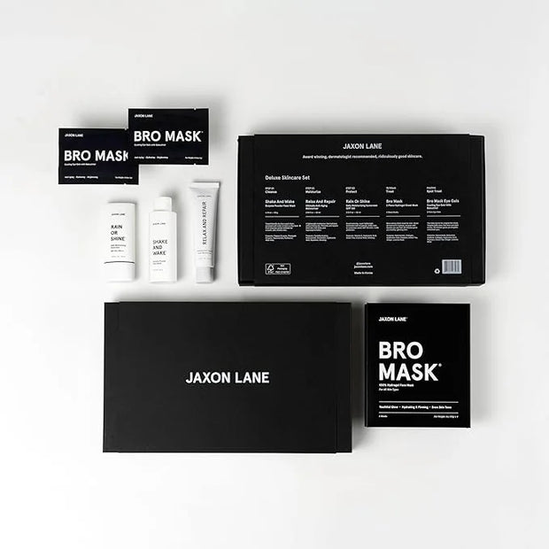 Mens Skin Care Kit 5 Piece Deluxe Facial Skincare Routine Gift Set, Anti Aging Korean Skin Care for Men: Enzyme Powder Fac...
