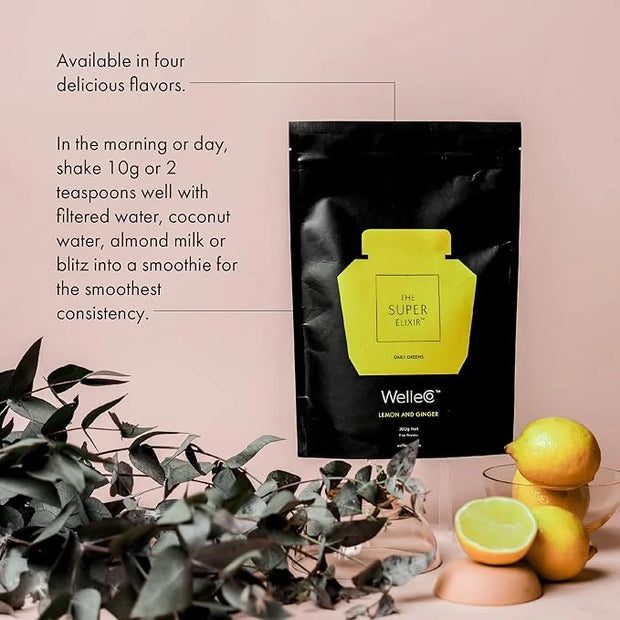WelleCo The Super Elixir Daily Greens Powder, Probiotic Drink Mix with Whole Foods, Gluten Free, Vegan Gut Health Powder, ...