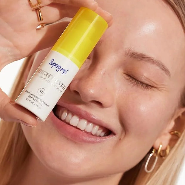 Supergoop! Bright-Eyed 100% Mineral Eye Cream, 0.5 fl oz - SPF 40 PA+++ Hydrating & Illuminating Mineral Sunscreen - Under...