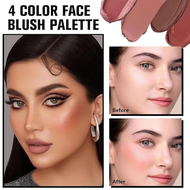 Matte Blush Cream Quads Makeup Palette, Blushes for Older Women Lip and Cheek Dual Blush Palette, Natural Lasting Pinkish ...