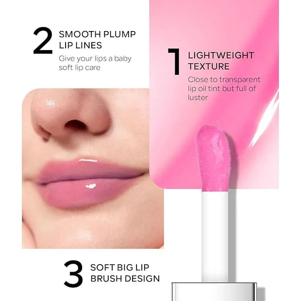 Hydrating Lip Glow Oil, Plumping Moisturizing Lip Oil Gloss, Smooth Lip Lines Plump Lip,Transparent Plumping Clear Glossy ...