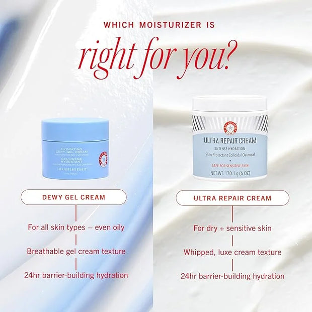First Aid Beauty - Hydrating Dewy Gel Cream, Lightweight Oil-Free Facial Moisturizer with Hyaluronic Acid and Ceramides, H...