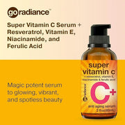 Double Size (2OZ) Super Vitamin C Serum for Face w/Niacinamide Serum, 5% Vitamin C Face Serum w/Hyaluronic Acid, Resveratr...