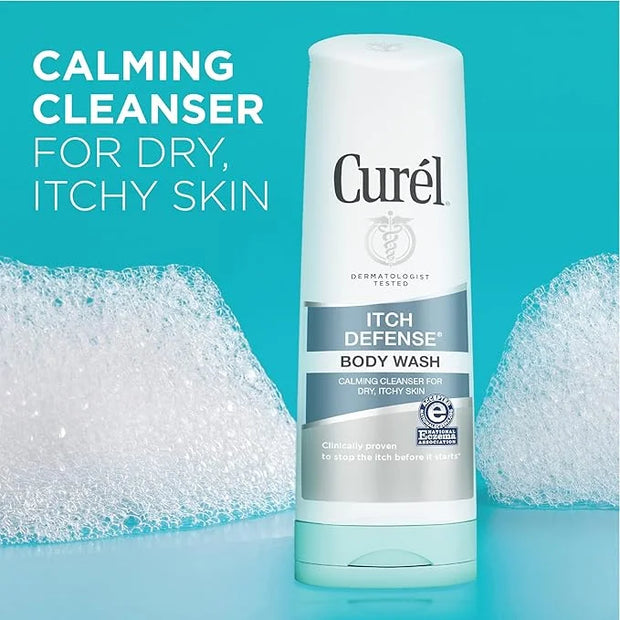 Curel Itch Defense Calming Daily Cleanser, Body Wash, Soap-free Formula, for Dry, Itchy Skin, with Hydrating Jojoba and Ol...