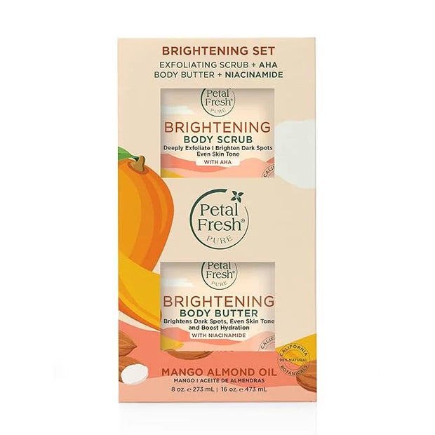 Petal Fresh Pure Mango & Almond Oil Brightening Body Scrub & Body Butter Set, Exfoliate and Hydrate, Promotes Collagen, Fo...