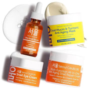 Korean Skin Care Set - Snail Mucin Glow Kit Contains Snail Hyaluronic Acid Serum + Snail Turmeric Mask + Snail Eye Cream +...