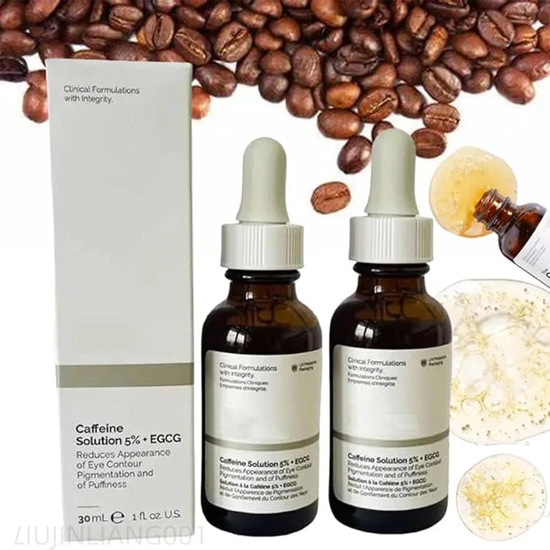 Two Pack Caffeine Solution 5% + EGCG, Depuffing Eye Serum for Dark Circles and Tired Eyes with Honey Hand Cream Bundle - P...
