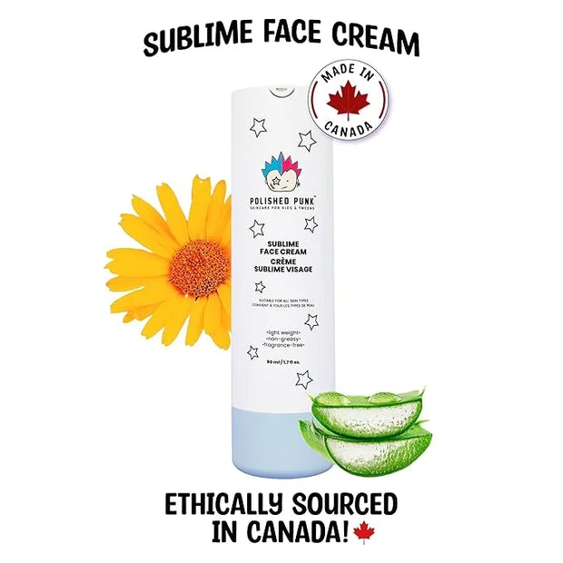 All-Natural Sublime Face Cream for Kids & Tweens, Fragrance-Free, Lightweight, Non-Greasy Face Moisturizer, 50 ml/1.7 fl o...