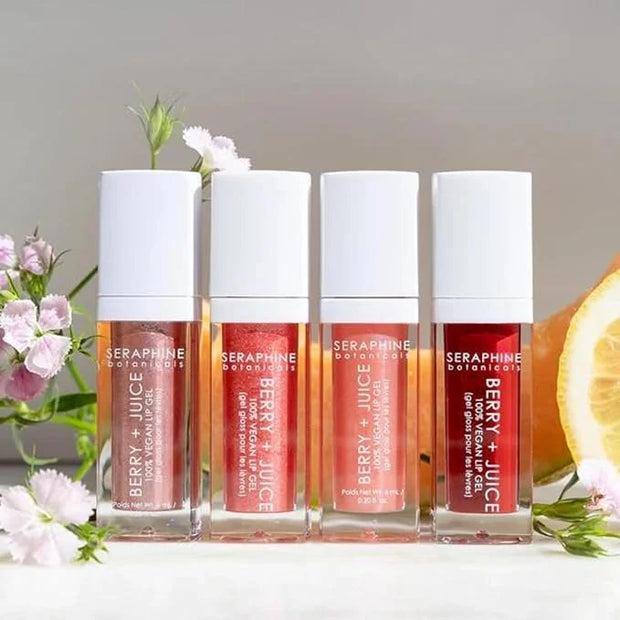 Seraphine Botanicals Berry + Juice - 100% Vegan Lip Gel Tinted Gloss 0.20 fl oz (Cherry Compote) - Product Image