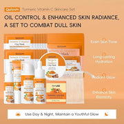Skin Care Set, Turmeric Vitamin C Beauty Gift Sets, Skincare Kit with Serum, Eye Cream, Cream, 2 Type Mud Mask, Soap, Faci...