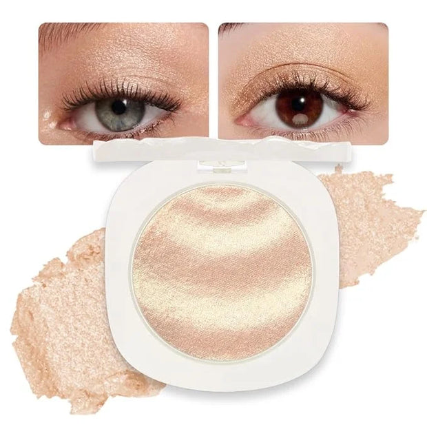 Low Saturation Delicate Long-Lasting Eyeshadow Palette, Monochrome Glitter Pressed Cream Single Vegan (10 Glittle Gold) - ...